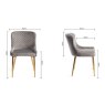 Kent - Grey Velvet Fabric Chairs with Gold Legs (Single) - Grade A2 - Ref #0444 Kent - Grey Velvet Fabric Chairs with Gold Legs (Single) - Grade A2 - Ref #0444