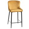 Kent - Mustard Velvet Fabric Bar Stools with Black Legs (Pair) Kent - Mustard Velvet Fabric Bar Stools with Black Legs (Pair)
