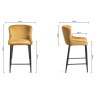 Kent - Mustard Velvet Fabric Bar Stools with Black Legs (Pair) Kent - Mustard Velvet Fabric Bar Stools with Black Legs (Pair)