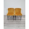 Kent - Mustard Velvet Fabric Chairs with Black Legs (Pair) - Grade A2 - Ref #0524 Kent - Mustard Velvet Fabric Chairs with Black Legs (Pair) - Grade A2 - Ref #0524