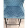 Kent - Petrol Blue Velvet Fabric Bar Stool with Black Legs (Single) - Grade A3 - Ref #0473 Kent - Petrol Blue Velvet Fabric Bar Stool with Black Legs (Single) - Grade A3 - Ref #0473