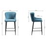 Kent - Petrol Blue Velvet Fabric Bar Stool with Black Legs (Single) - Grade A3 - Ref #0473 Kent - Petrol Blue Velvet Fabric Bar Stool with Black Legs (Single) - Grade A3 - Ref #0473