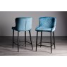 Kent - Petrol Blue Velvet Fabric Bar Stools with Black Legs (Pair) Kent - Petrol Blue Velvet Fabric Bar Stools with Black Legs (Pair)