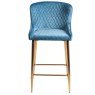 Kent - Petrol Blue Velvet Fabric Bar Stools with Gold Legs (Pair) Kent - Petrol Blue Velvet Fabric Bar Stools with Gold Legs (Pair)