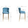 Kent - Petrol Blue Velvet Fabric Bar Stools with Gold Legs (Pair) Kent - Petrol Blue Velvet Fabric Bar Stools with Gold Legs (Pair)
