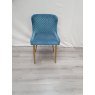 Kent - Petrol Blue Velvet Fabric Chair with Gold Legs (Single) - Grade A3 - Ref #0447 Kent - Petrol Blue Velvet Fabric Chair with Gold Legs (Single) - Grade A3 - Ref #0447