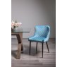 Kent - Petrol Blue Velvet Fabric Chairs with Black Legs (Pair)