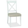 Bentley Designs Hampstead Two Tone 6-8 Seater Dining Set & 6 X Back Chairs Upholstered in Sand Fabric- chair front angle
