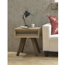 Nordic Aged Oak Lamp Table With Drawer