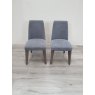 Nordic Aged Oak Upholstered Chair - Slate Blue (Pair) - Grade A3 - Ref #0389 Nordic Aged Oak Upholstered Chair - Slate Blue (Pair) - Grade A3 - Ref #0389