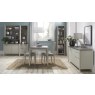 Palermo Grey Washed Oak 2-4 Seater Table & 2 Slat Back Chairs in Grey Bonded Leather