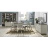 Palermo Grey Washed Oak 4-6 Seater Table & 4 Slat Back Chairs in Grey Bonded Leather