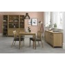 Palermo Oak 2-4 Seater Table & 2 Low Slat Back Chairs in Black Gold Fabric