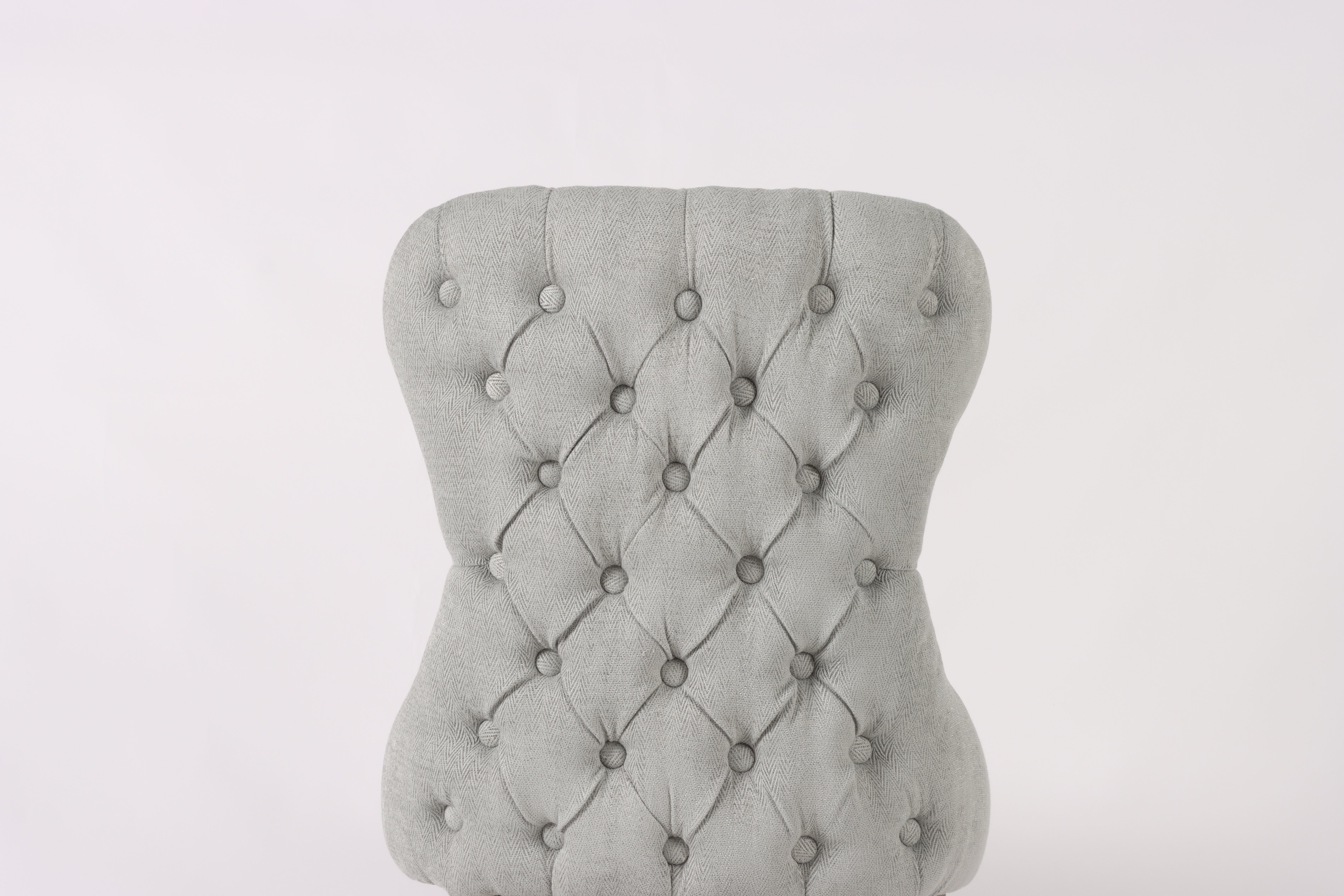 Guia Grey Button Back Dining Chair (With Piping) Guia Grey Button Back Dining Chair (With Piping)